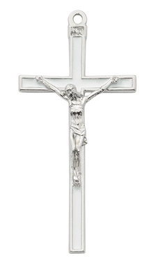 5" White Enamel Crucifix