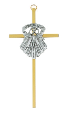 6" Brass and Pewter Confirmation Cross