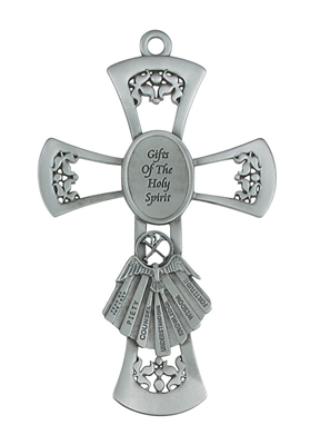 5" Gifts of the Holy Spirit Pewter Cross
