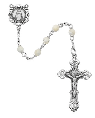 Genuine Mother of Pearl Sterling Silver Rosary