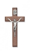 8" BEVELED WALNUT SILVER CRUCIFIX