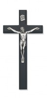 10" BLACK CRUCIFIX WITH SILVER CORPUS