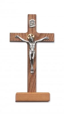 8" WALNUT STANDING CRUCIFIX