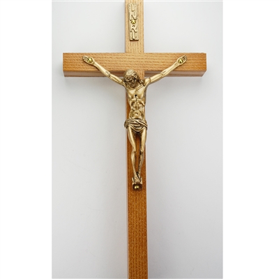 8" WALNUT CRUCIFIX GOLD CORPUS