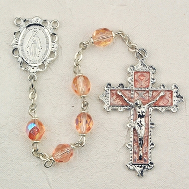 Birthstone rosary- October - Rose 6MM Rosary