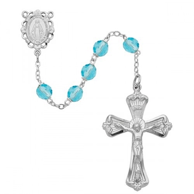 Birthstone rosary- March - Aqua 6MM Rosary