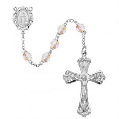 Birthstone rosary- April - Crystal 6MM Rosary