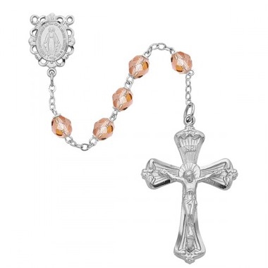 Birthstone rosary- October - Rose 6MM Rosary