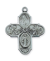 Four Way Pewter Cross with 20" Chain