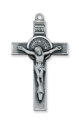 Pewter St. Benedict Crucifix on 24" Chain