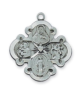 Four Way Pewter Cross with 20" Chain