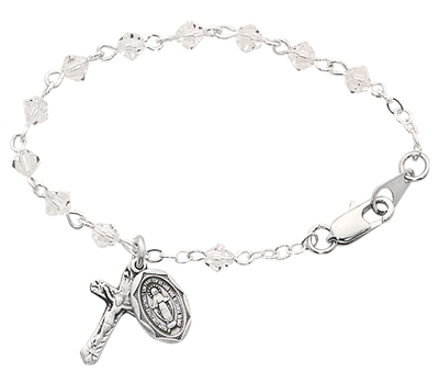 crystal Baptism Rosary Bracelet
