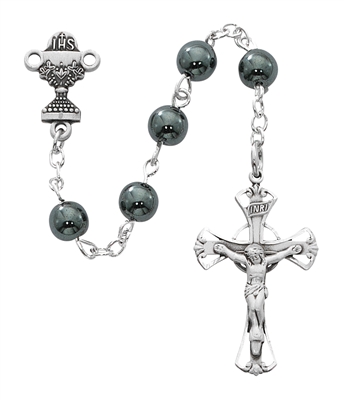 Sterling Silver 6MM Hemitite First Communion Rosary