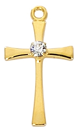 Gold Placed Cross Necklace with Crystal Center Piece