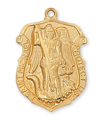 St Michael Shield Gold Plated 24"