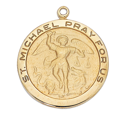 St. Michael  Gold Plated Medal on 24" Chain
