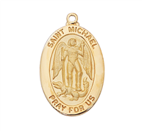 St. Michael  Gold Plated Medal on 20" Chain