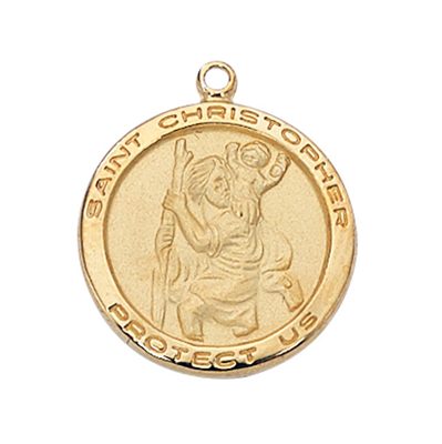 St Christopher Gold Plated on 18" Chain