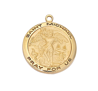 St. Michael  Gold Plated Medal on 18" Chain
