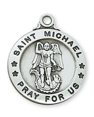 St. Michael  Sterling Silver Medal on 20" Chain