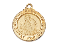 St. Peregrine Gold Plated Medal on 18" Chain