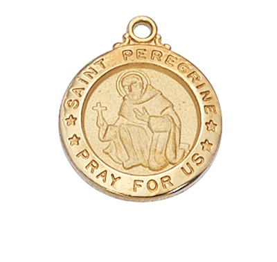 St. Peregrine Gold Plated Medal on 18" Chain