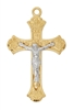 Crucifix Gold and Sterling Silver 1.5" -16-18'' chain