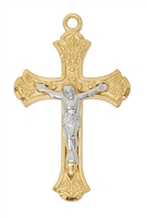 Crucifix Gold and Sterling Silver 1.5" -16-18'' chain