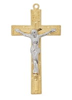 Crucifix Gold and Sterling Silver 1.75" -24'' chain