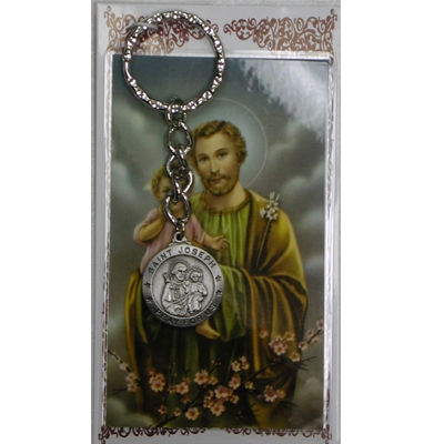 St Joseph Pewter Keychain