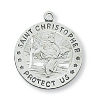 St Christopher Sterling Silver on 18" Chain