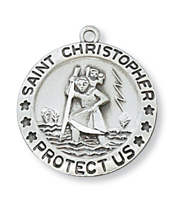 St Christopher Sterling Silver on 18" Chain