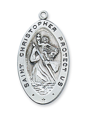 St Christopher Sterling Silver Medal on 24" Chain