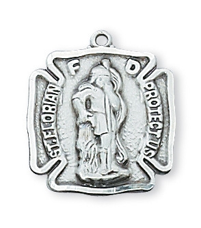 St Florian Sterling Silver Medal on 18" Chain
