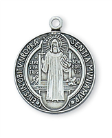 St Benedict Sterling Silver on 18" Adjustable Chain