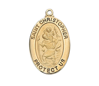 St Christopher Gold Plated Medal on 20" Chain