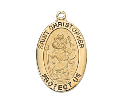 St Christopher Gold Plated Medal on 20" Chain