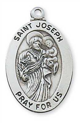 St. Joseph Sterling Silver medal on 20" Chain
