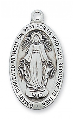 Miraculous Medal  - Sterling Silver on 18" Chain