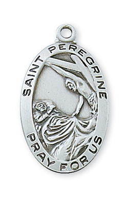 St. Peregrine Sterling Silver Medal on 18" Chain