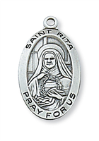 St. Rita Sterling Silver Medal on 18" Chain