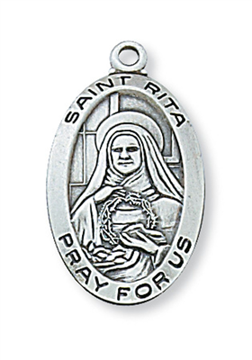 St. Rita Sterling Silver Medal on 18" Chain