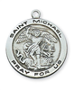 St. Michael  Sterling Silver Medal on 18" Chain