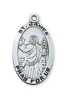 St. James Sterling Silver Medal on 24" Chain