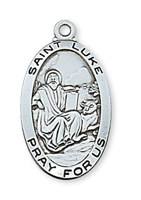 St. Luke Sterling Silver Medal on 24" Chain