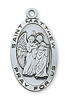 St. Matthew Sterling Silver Medal on 24" Chain