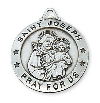 St. Joseph Sterling Silver medal on 24" Chain