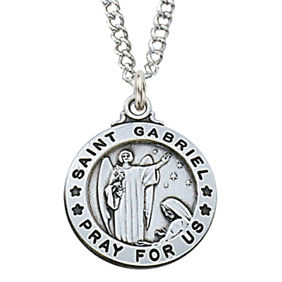 St. Gabriel Sterling Silver medal on 20" Chain