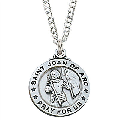 St. Joan of Arc Sterling Silver medal on 20" Chain