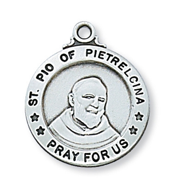 St. Padre Pio Sterling Silver 20" Chain